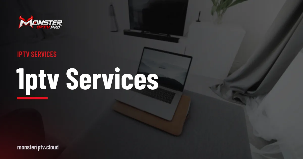 1ptv services banner over a living room with a television