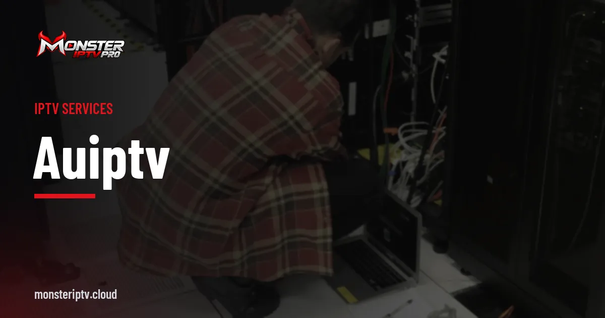 auiptv banner over a technician working in a server room