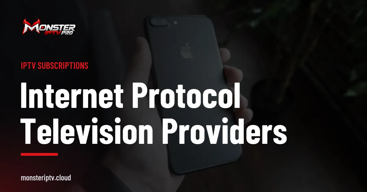 Internet protocol television providers banner over a black smartphone