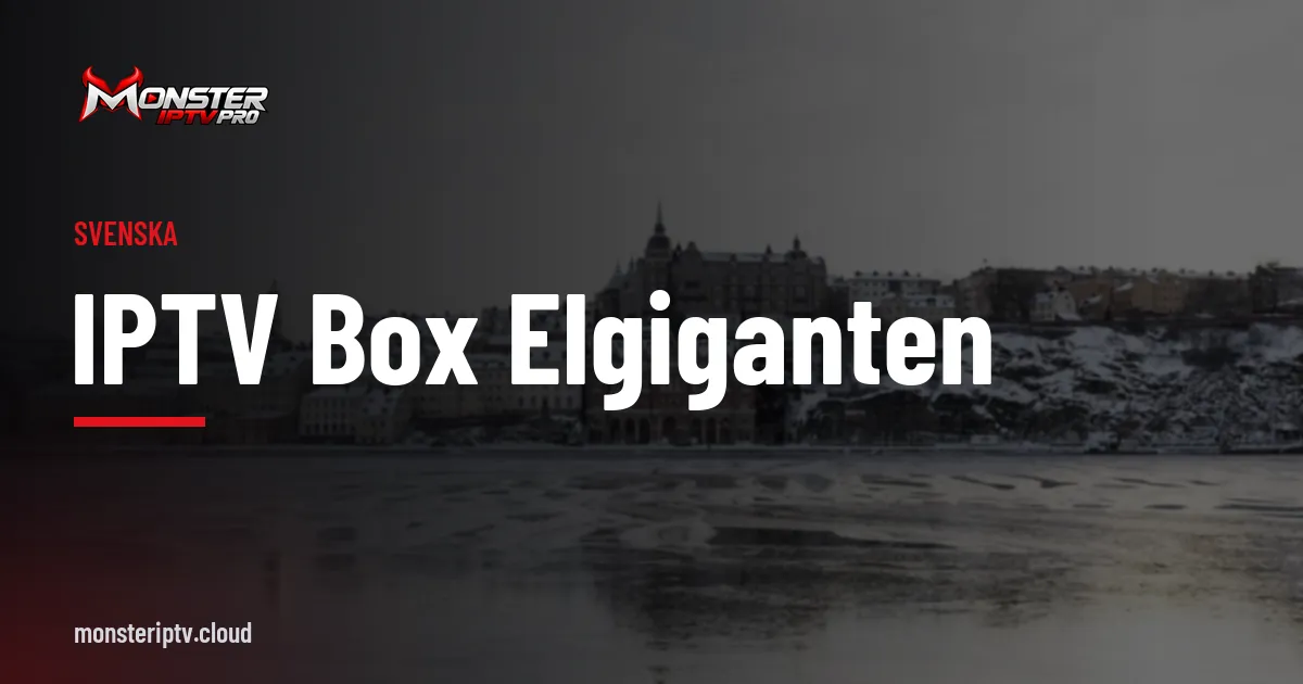 Banner med texten IPTV box Elgiganten över en gata i Stockholm