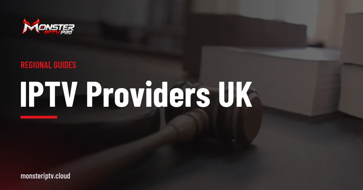 IPTV providers UK banner over a judge's gavel