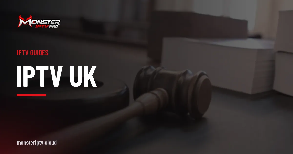 IPTV UK banner over a judge's wooden gavel on a courtroom bench