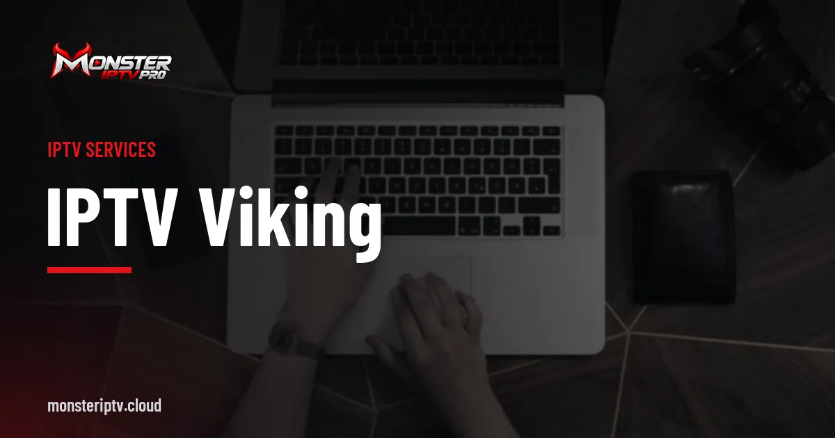 iptv viking banner over hands typing on a laptop