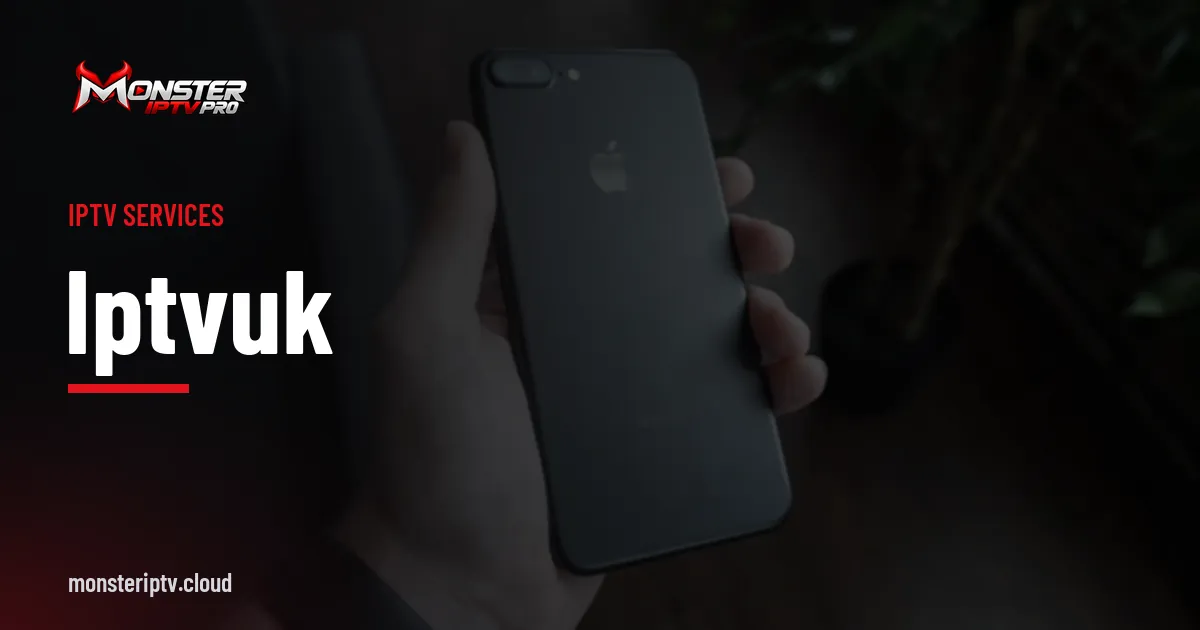 iptvuk banner over a black smartphone