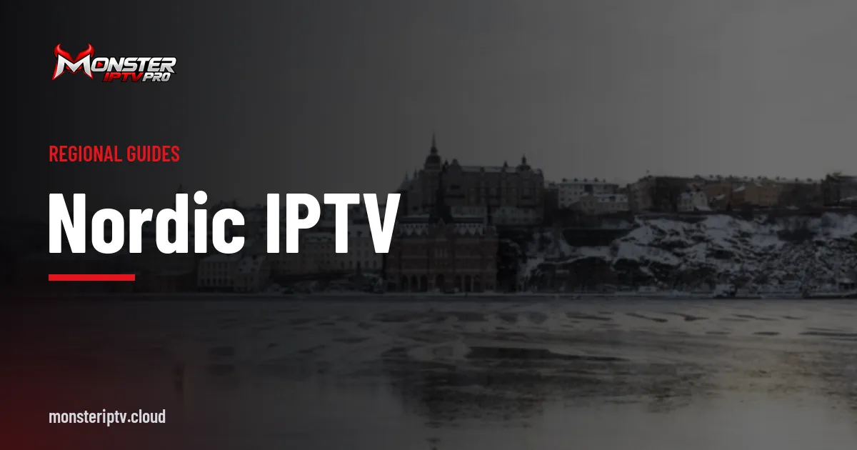 Nordic IPTV banner over a street in Stockholm