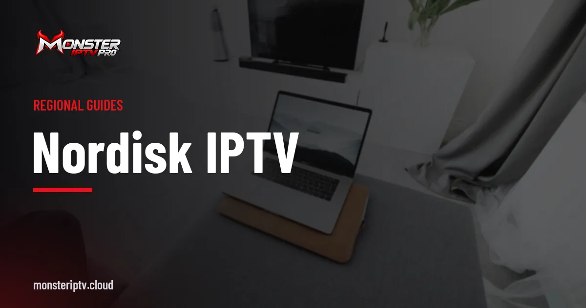 Nordisk IPTV banner over a living room with a television