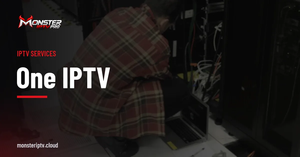 one iptv banner over a technician in a server room
