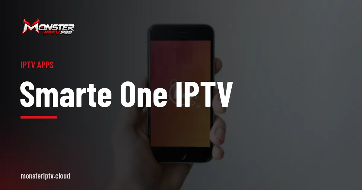 smarte one iptv banner over a smartphone held in a hand