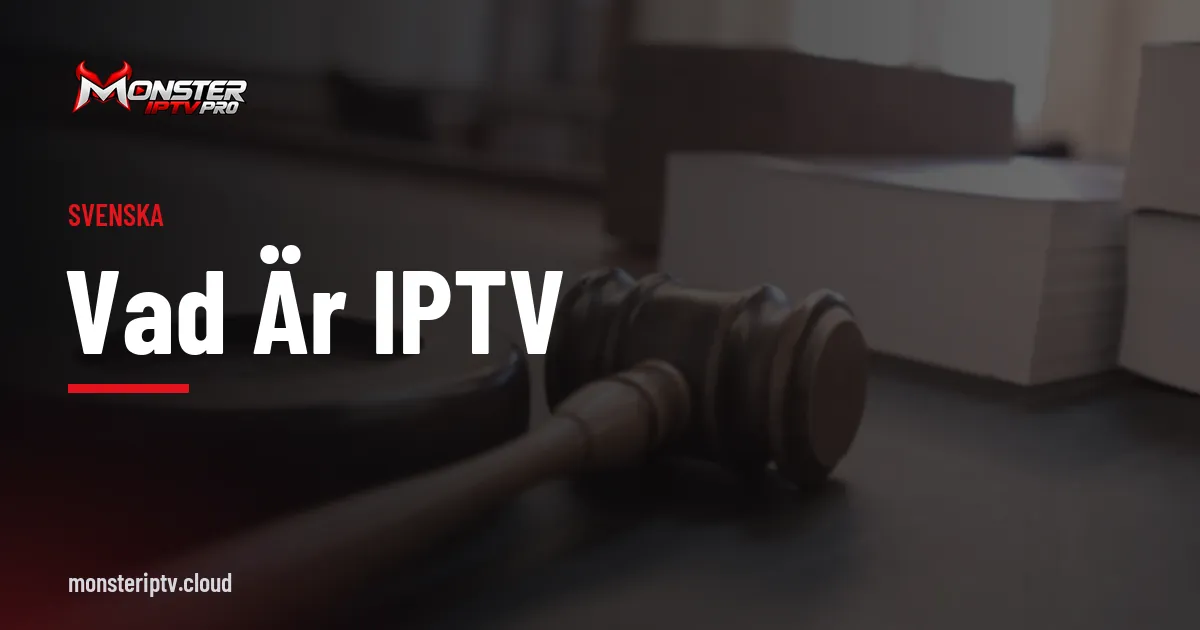 Banner med texten vad är IPTV över en domarklubba