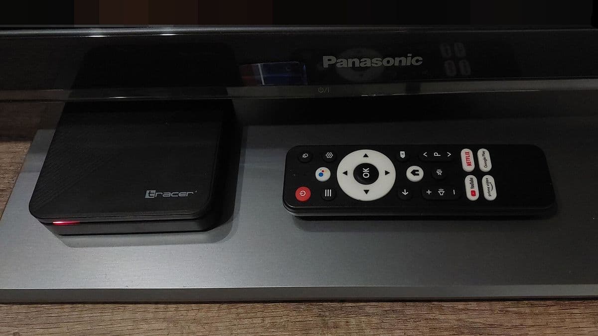 An Android TV box and remote, a device where family-friendly player settings can be configured